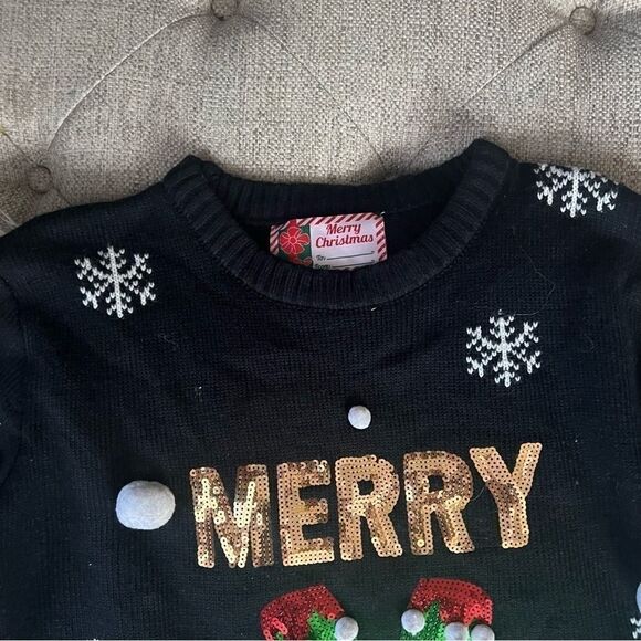 Christmas ugly sweater snow flakes black M - Picture 3 of 10